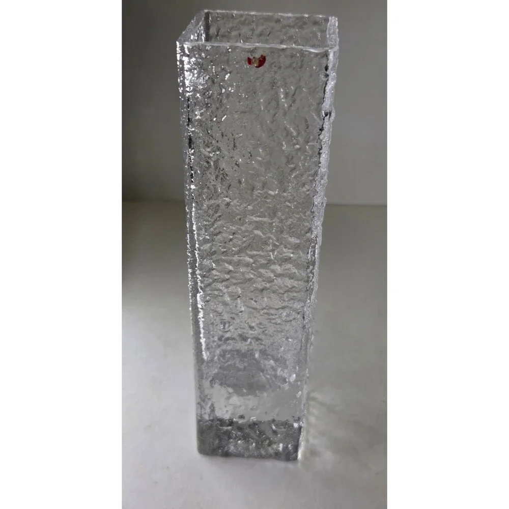 Vintage Iittala Finland Linearia Crinkle Square Vase 7.5